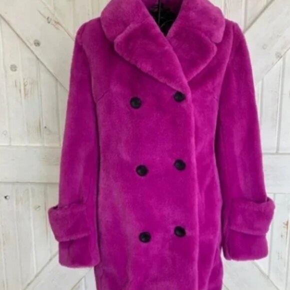 Betsey Johnson Fuchsia Women's Faux Fur Jacket 🆕SHIPS FAST⌚📦🏃💨🚚 - Picture 2 of 16